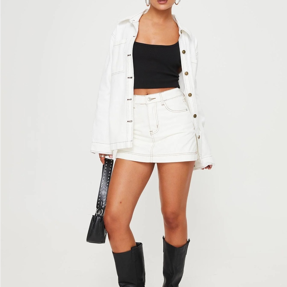 Princess Polly White Denim Skort